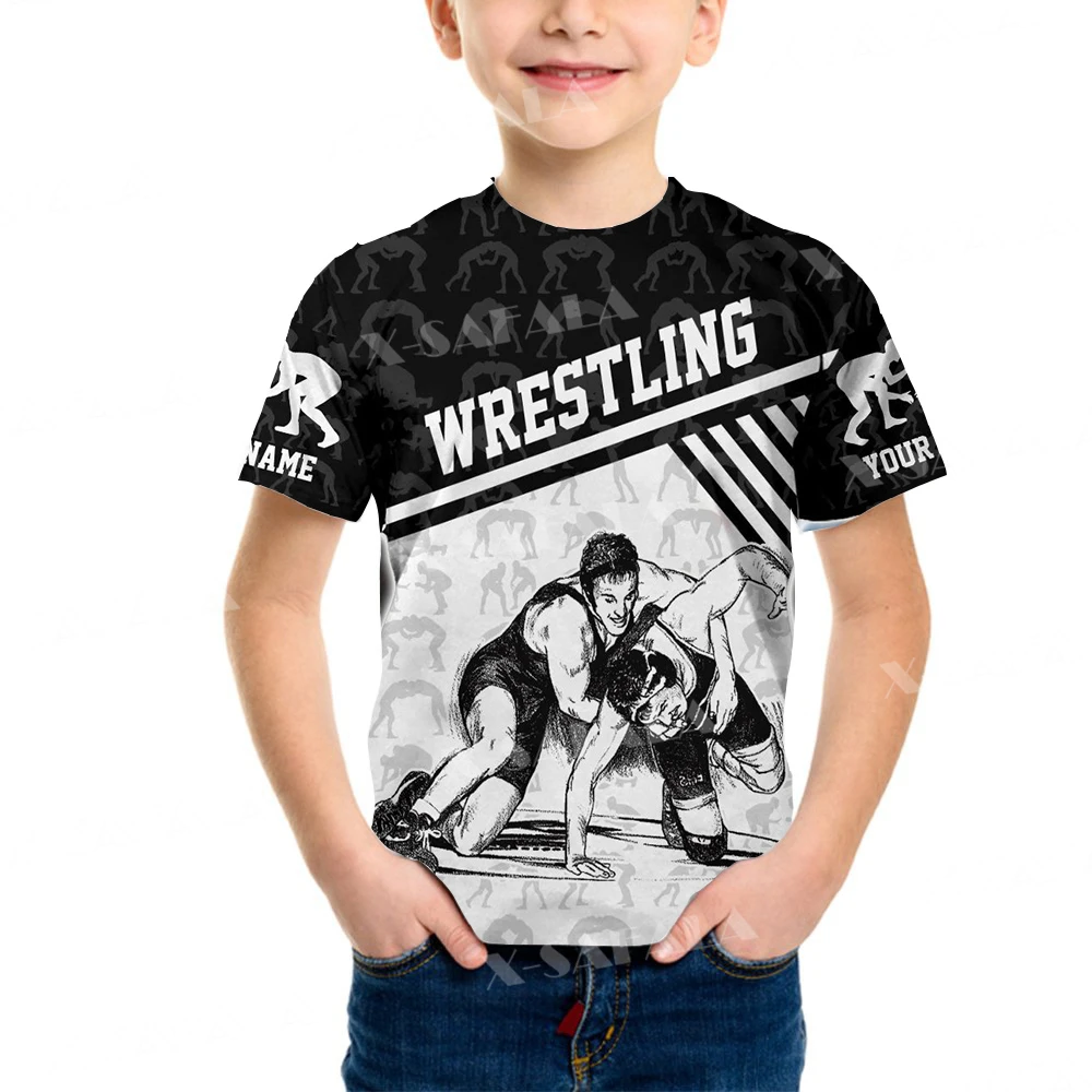 

WRESTLING Lover Sports Boys T Shirt Short Sleeves Tops Girls Children Clothing Summer T-shirt Tee Toddler Clothes-1