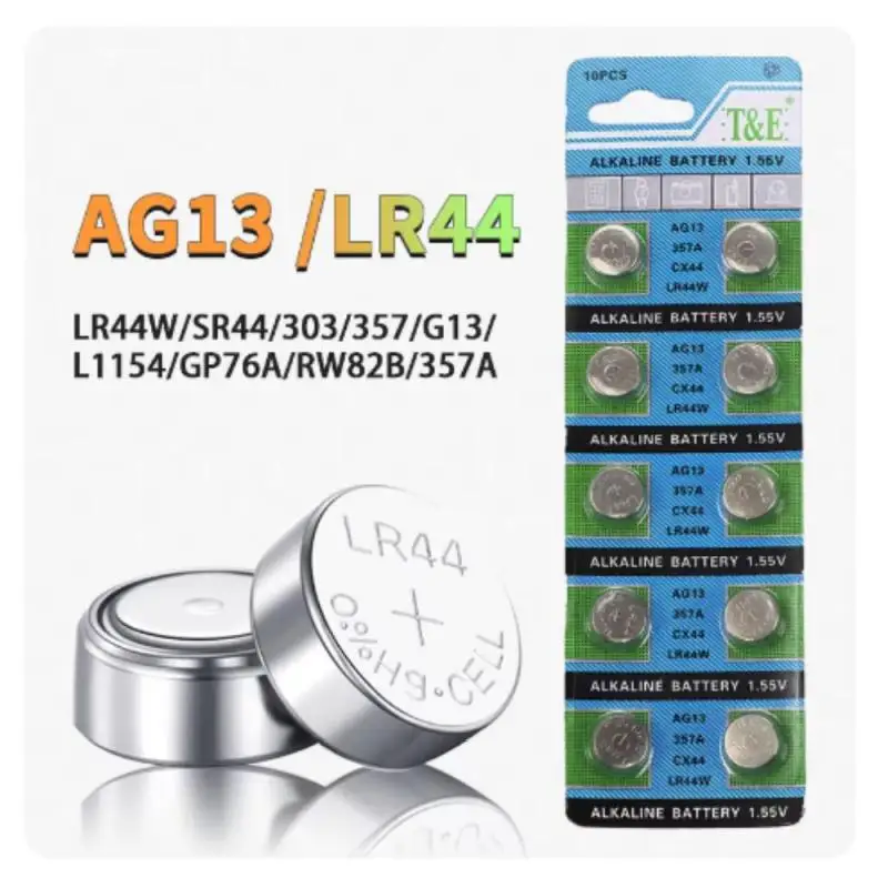 10-100pcs AG13 LR44 Button Battery A76 357 357A L1154 SR44 1.55V Alkaline Batteries for Bluetooth Key Clock Watch Coin Cell