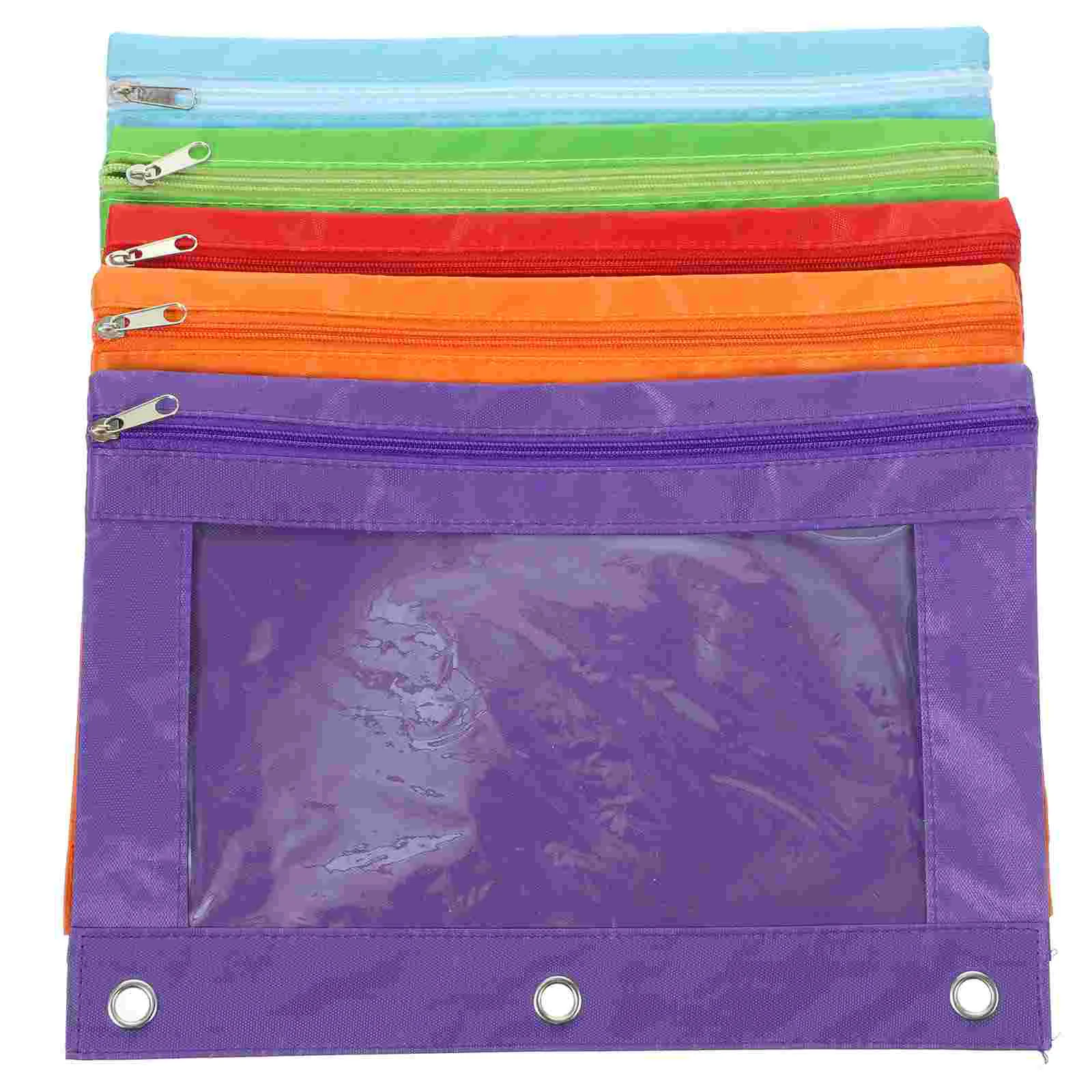 Binder Pencil Pouch Three-hole File Bag and Oxford Cloth Air-eye Office B5 Stationery Large Capacity Storage 5pcs/bag