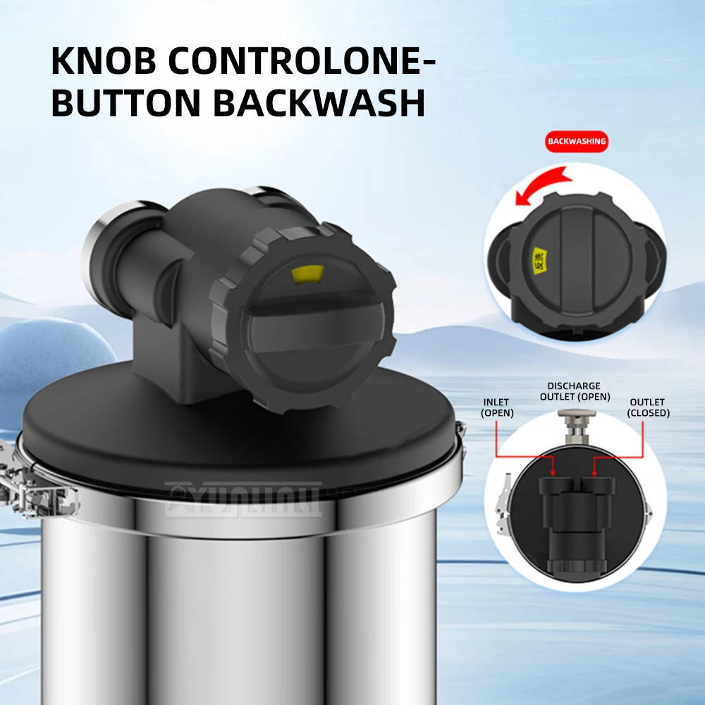 منقي مياه Filtro De Agua Para Grifo 6000L فلتر من الفولاذ المقاوم للصدأ عالي التدفق للغسيل العكسي في الهواء الطلق