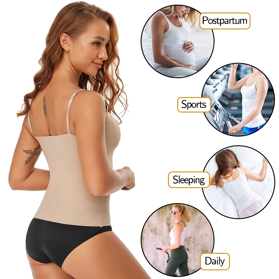 Women Shapewear Smooth Body Shaping Camisole Tank Top Tummy Control Camisole Slimming Compression Vest Undershirt