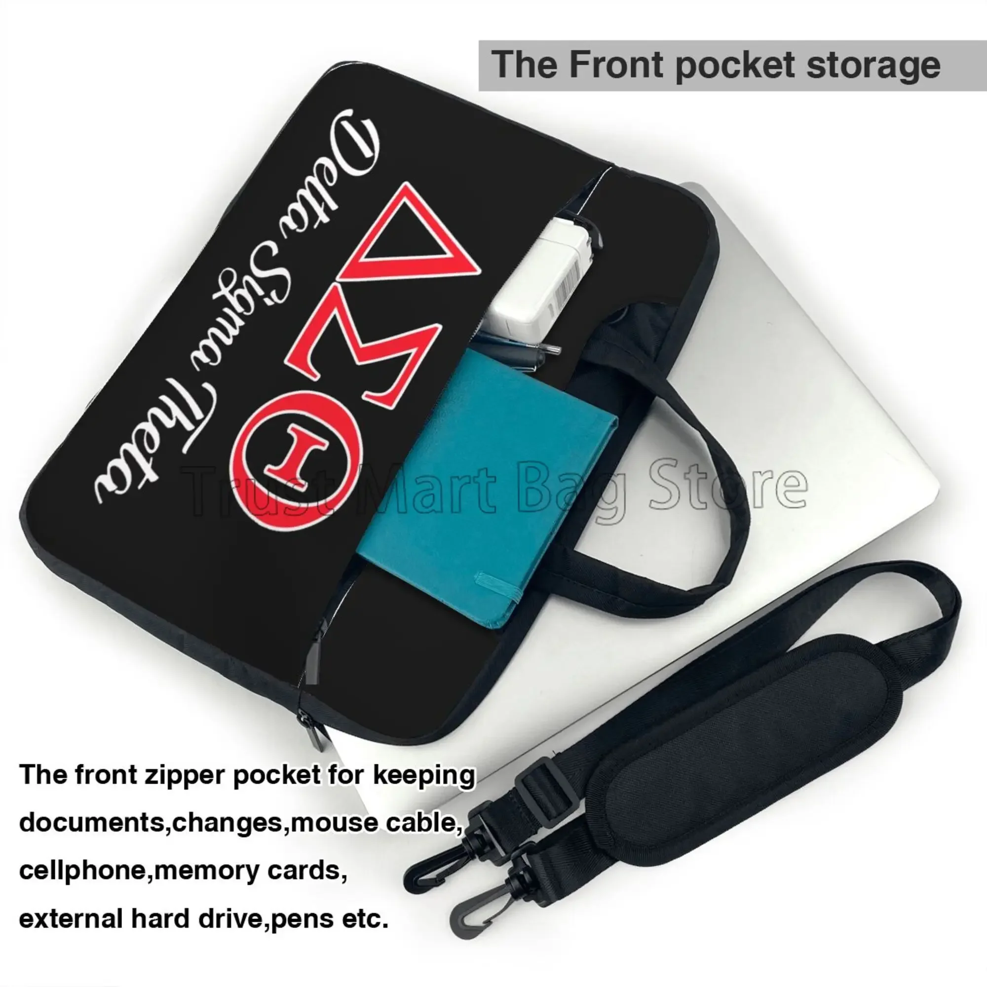 Delta Sigma Theta Sorority Print Laptop Bag Waterproof Large Laptop Case Computer Bag for Office Business Travel Gifts for Women