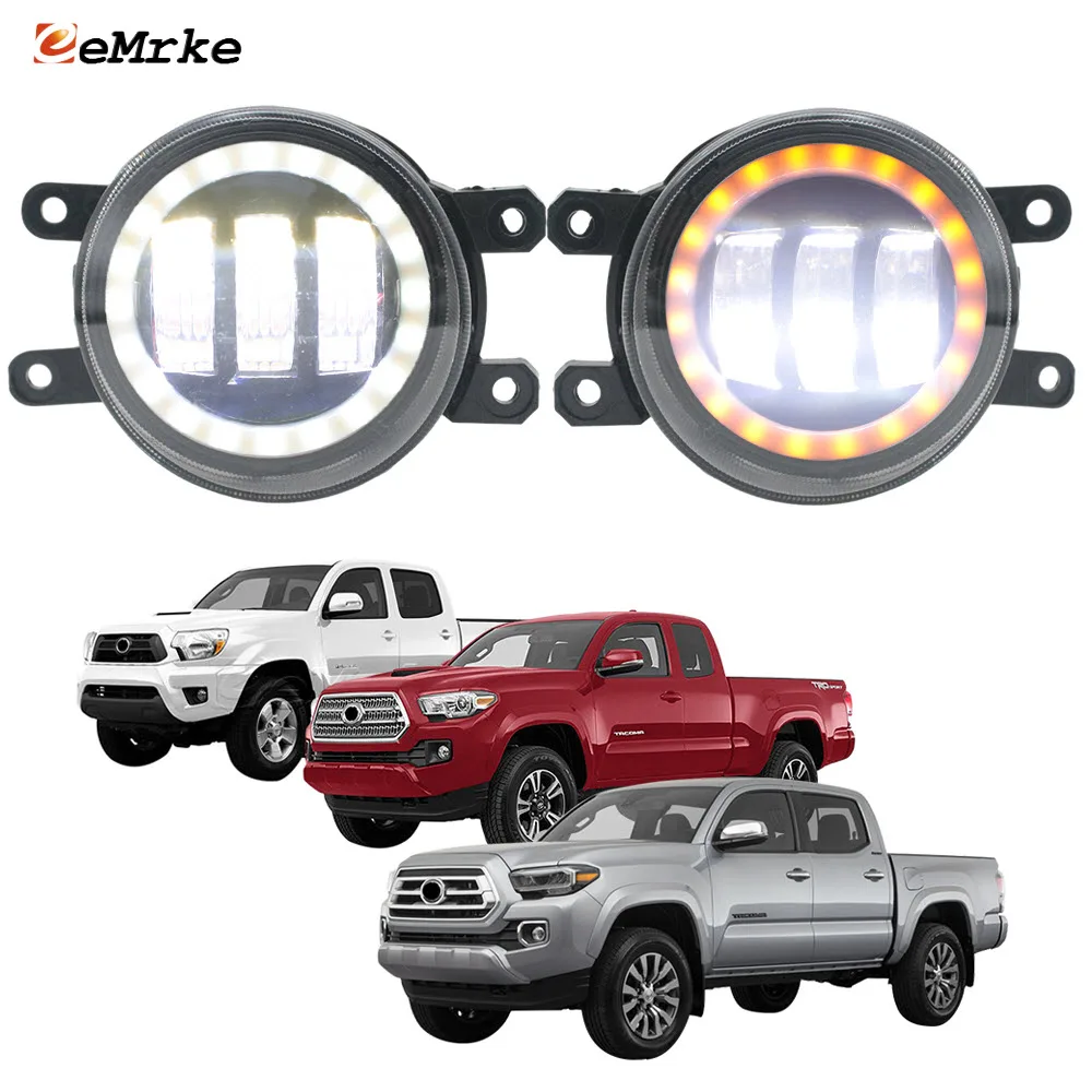 

Фонари Противотуманные в сборе для Toyota Tacoma N200 N300 2012-2019 с объективом + белые глаза ангела DRL + желтый сигнал поворота автомобиля