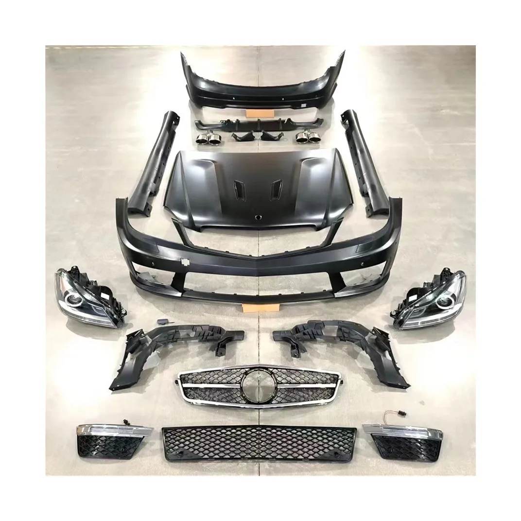 

Whole set body kit for Mercedes benz C class w204 c200 c260 c300 to C63 AMG front rear bumper grille side skirt headlights hood