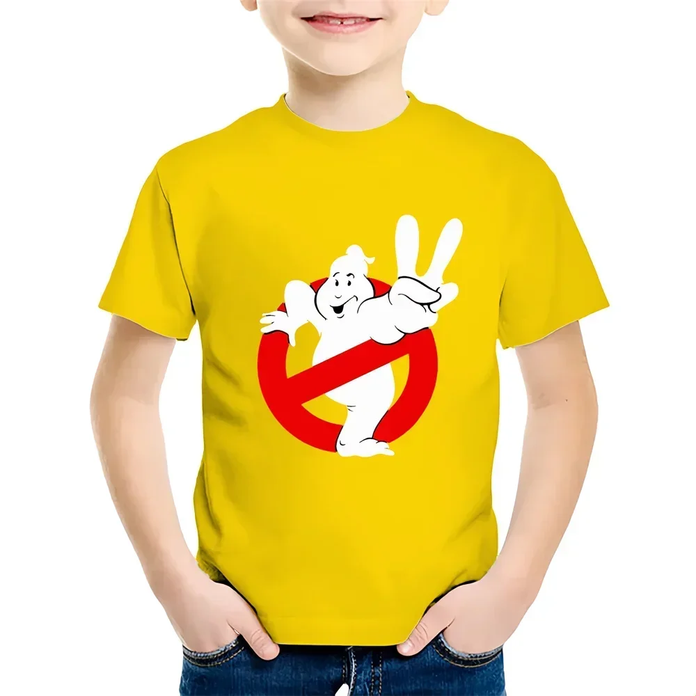 Summer Boys/Girls Cartoon Children Cotton Tshirt Fun Ghostbusters Games Printed Short Sleeve Kids T-shirt Cute Baby Tees