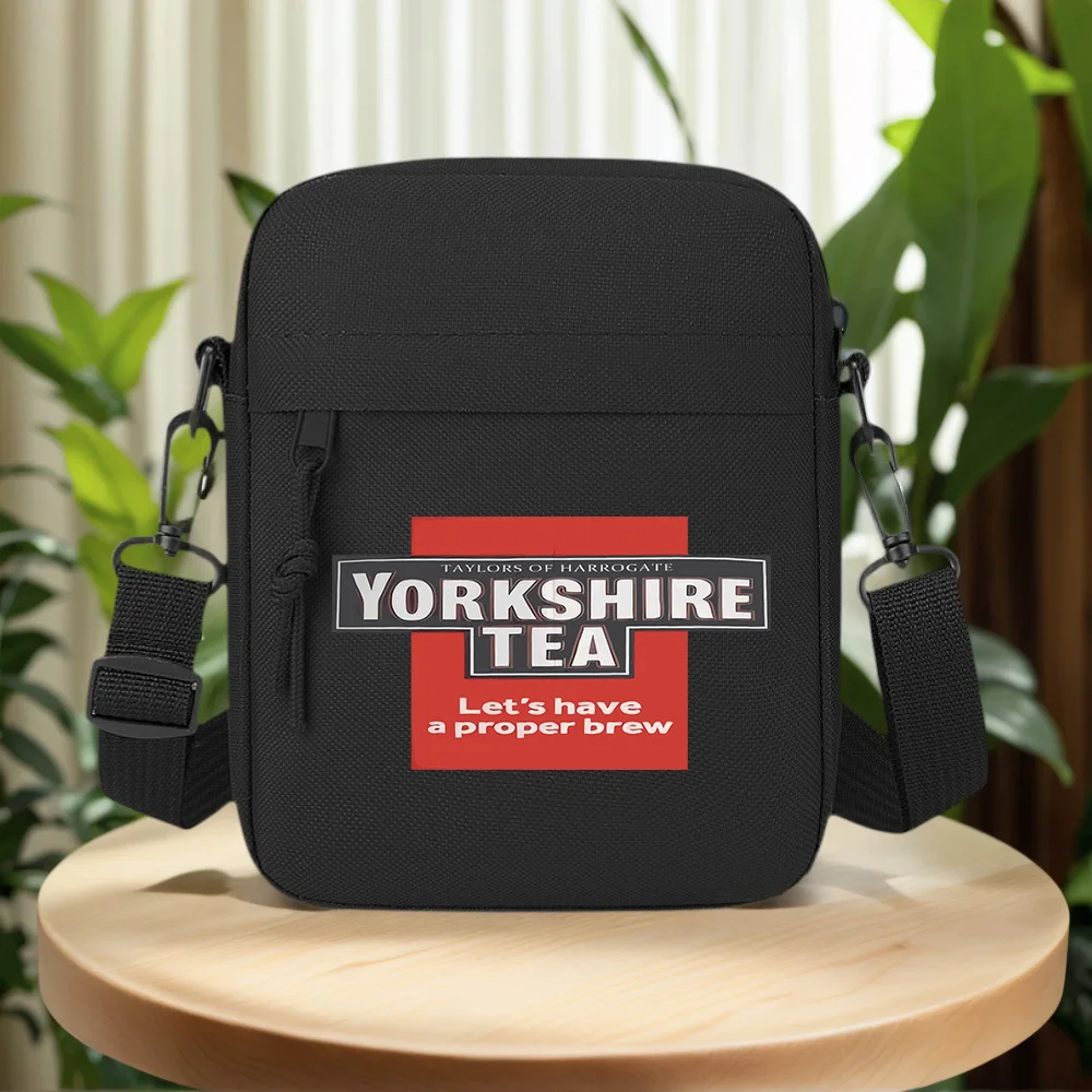 Yorkshire Tea brand advertisement text Men Crossbody Bag Single Shoulder Women Cartoon Anime Film Printing Design Unisex
