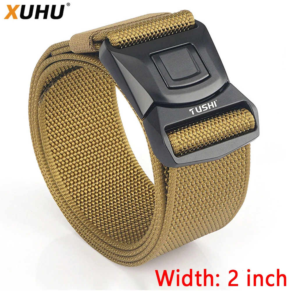 

XUHU 2 inch Men Canvas Waistband New Army Style Combat Belt Quick Release Tactical Belt Outdoor Hunting Camouflage Waist Strap