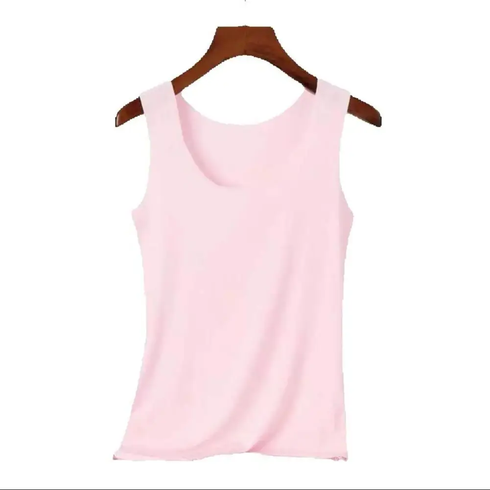 

2025 однотонный женский жилет, бесшовный эластичный дышащий женский жилет без рукавов с круглым вырезом, летняя майка на бретельках