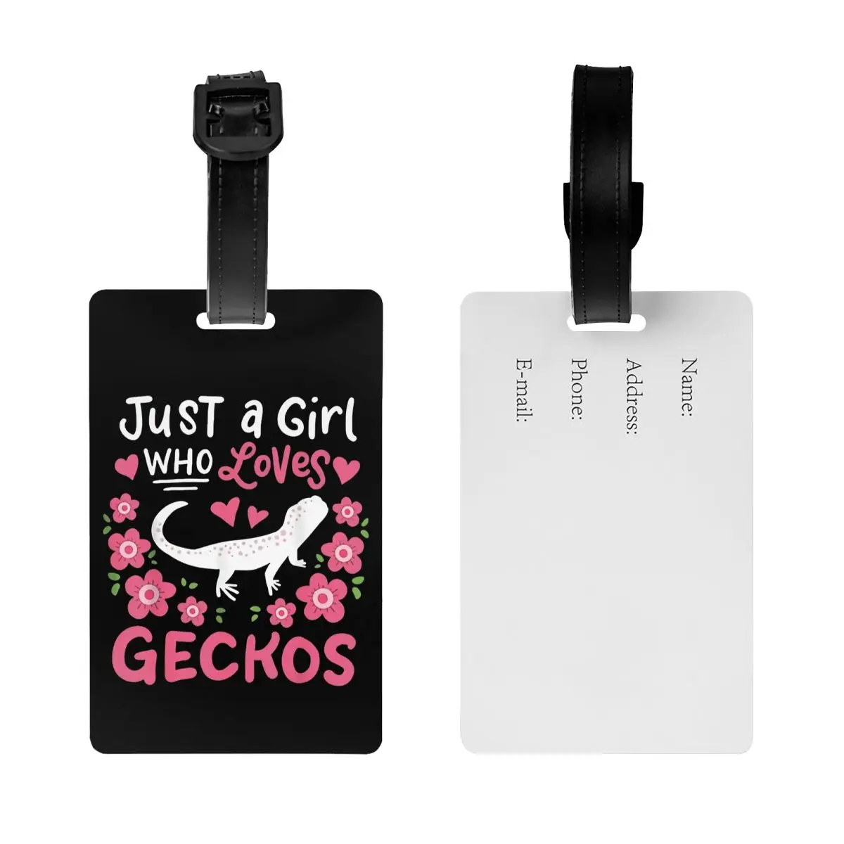 Custom Leopard Gecko Just A Girl Who Loves Geckos Luggage Tags for Suitcases Privacy Cover ID Label