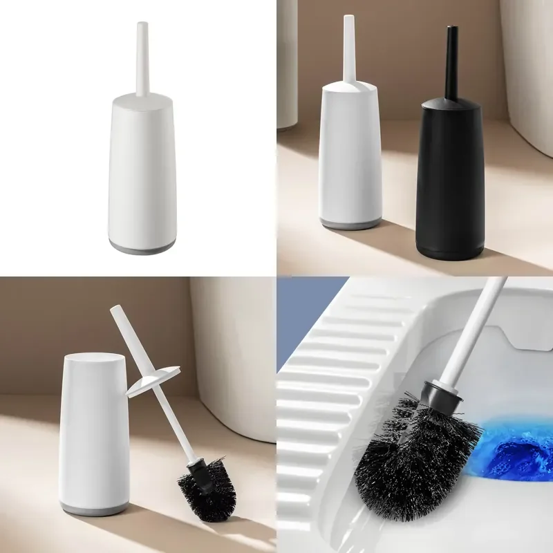 for Vertical Toilet Brush with Stand PP Bathroom Cleaning Brush Black and White