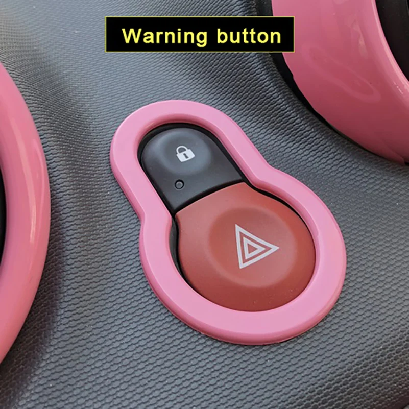 Pink Interior Decoration Cover Full Set Car Stickers For Smart 453 Fortwo Forfour Air Panel Headlight Adjust Door Bowl Dashboard