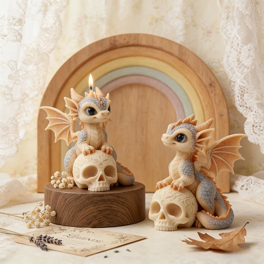 DIY Resin Mold for Selling Small Dragon Skull Candle Ornaments,  Making Dropper Gypsum Candles, Products,  and Silicone Molds view 6