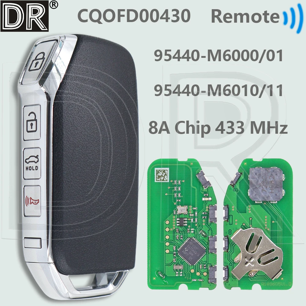 DR 95440-M6000/M6001/M6010/M6011 8A Chip 433MHz Proximity Car Remote Smart Key For Kia Forte K3 2018 2019 2020 2021