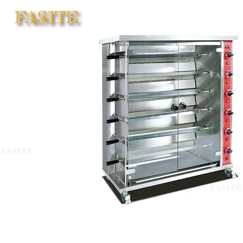 For Commercial 369 Head Horizontal Roast Chicken Machine Gas Electric Heating Automatic Rotary Duck Poultry Oven Large Skewer