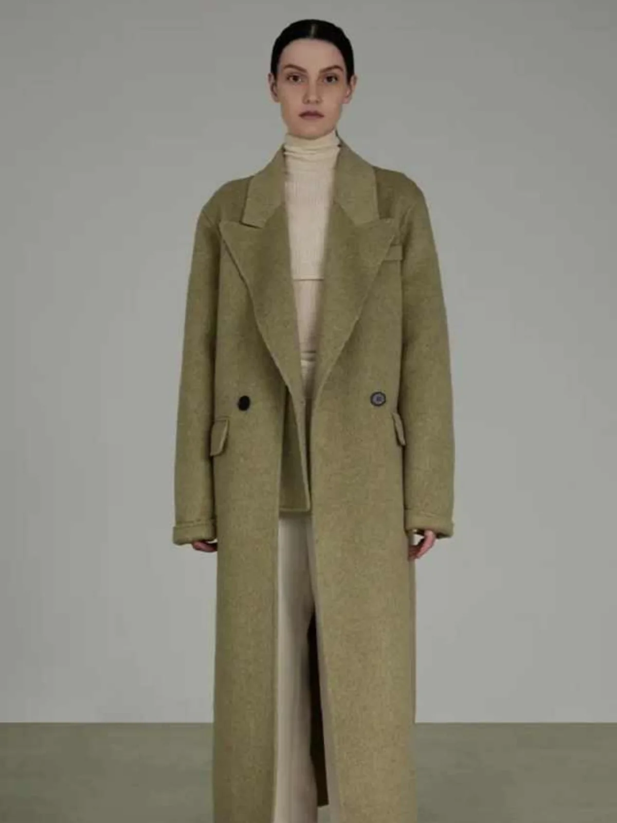 Elegant Women's Long Wool Blend Coat Double Breasted Warm Outerwear For Autumn Winter Casual Customized Overcoat