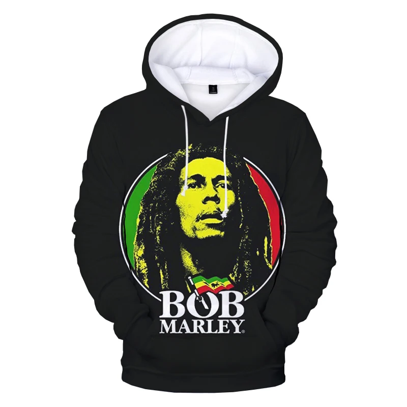 New Bob Marley 3D Hoodies Singer Harajuku Streetwear Hooded Sweatshirts Men Women Fashion Casual Long Sleeve Hip Hop Pullover