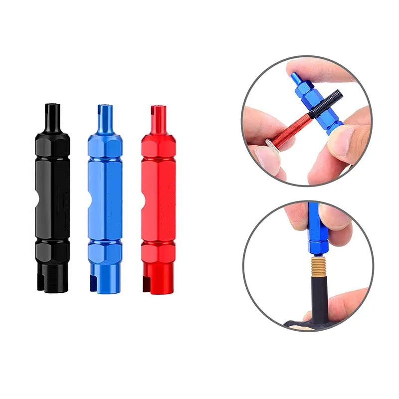 3-in-1 Bike Multifunctional Valve Core Remover Tool Wrench Spanner For Bicycle Schrader and Presta Valve Extender