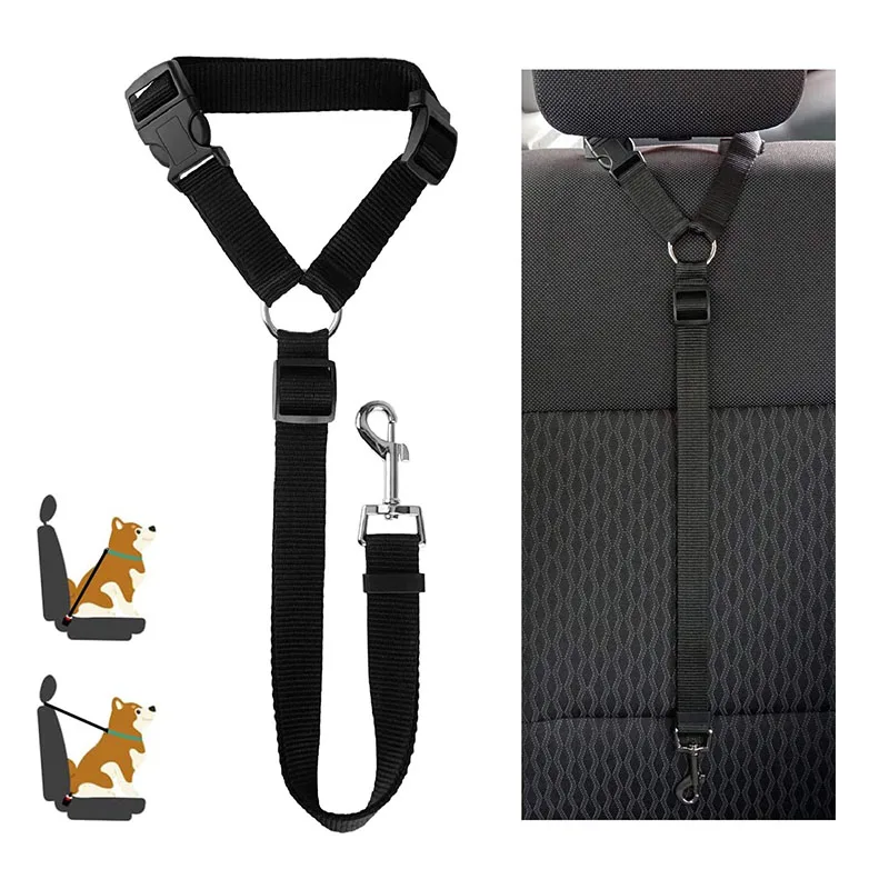 Dois-em-um ajustável Nylon Harness Collar para cães, cinto de segurança do carro, trela, cinto de segurança do banco traseiro, Pet Acessórios