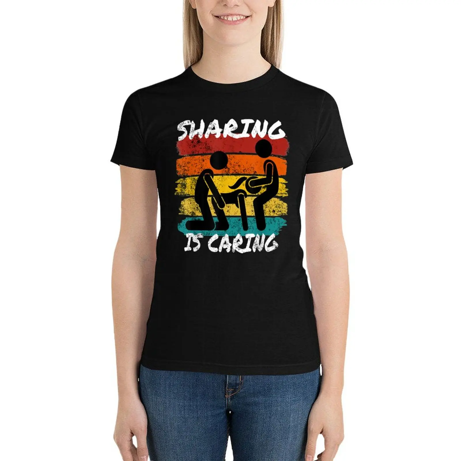 Sharing is Caring Threesome Sex Polyamory Gifts Swingers T-Shirt animal prinfor blanks graphics plus sizes Women t shirt