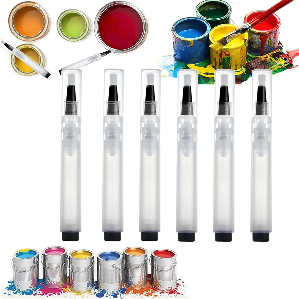 Fillable Touch Up Paint Pen Brush, 6ml Multifunctional Pens for Home Repairs (6 Pcs)