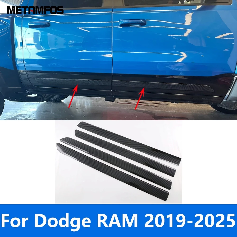 

For Dodge RAM 2019-2022 2023 2024 2025 Carbon Fiber Door Side Line Strip Body Skirt Molding Trim Sticker Accessories Car Styling