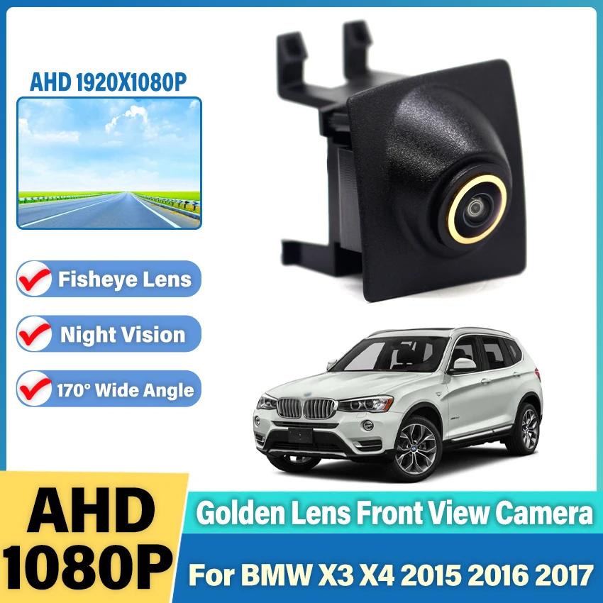 

AHD Golden Fisheye Lens Front View Logo Camera HD Night Vision Waterproof Car Front Grille Camera For BMW X3 X4 2015 2016 2017