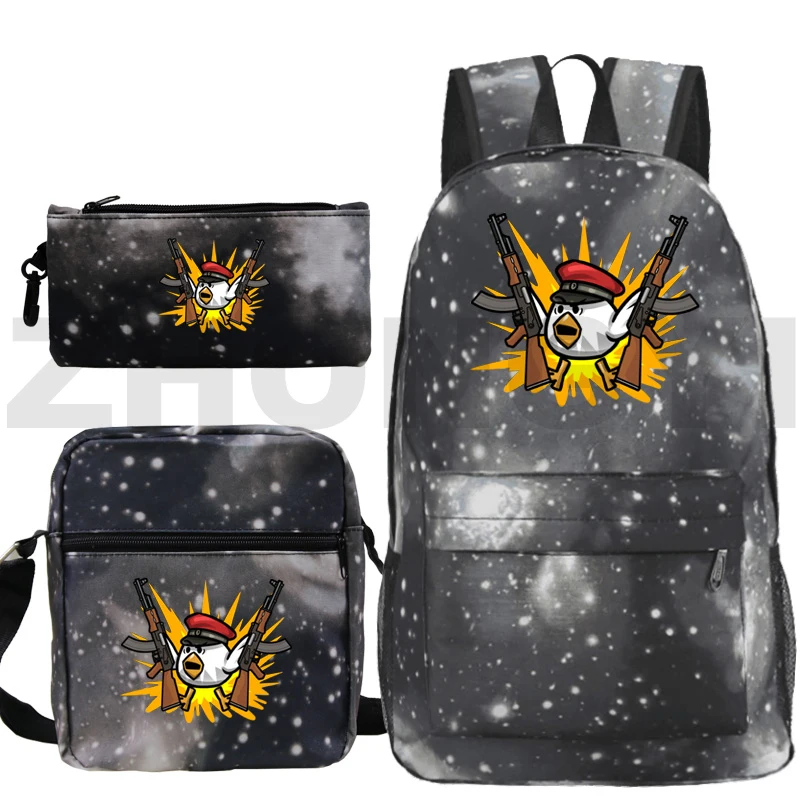 Teenager 3D Chicken Gun Game Backpacks Large Computer Backpack Men Student Fancy High School Bags Pencil Case Fashion Handbags