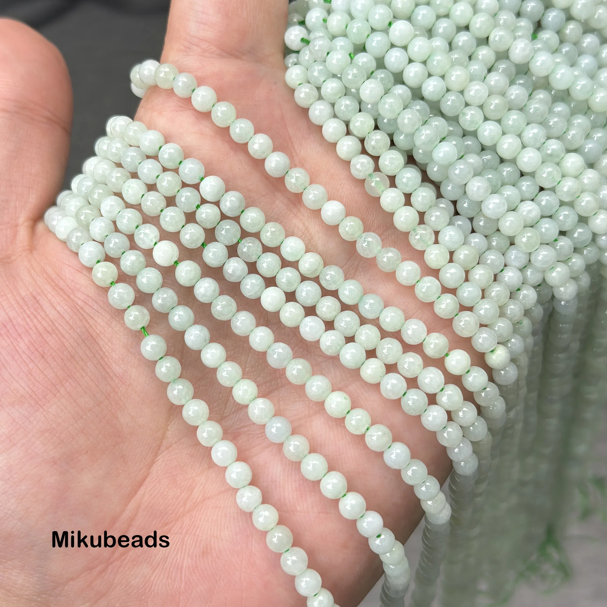 الجملة الطبيعية AA + 4 مللي متر بورما اليشم السلس جولة فضفاض الخرز لصنع المجوهرات قلادة سوار ذاتي الصنع 38 سنتيمتر #2