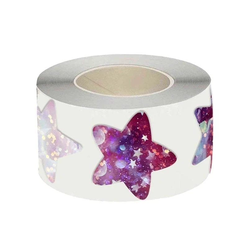 500Pcs/Rolll Starry Glitter Star Stickers for Kids Reward Colorful Star Adhesive Labels for Wall Crafts Classroom