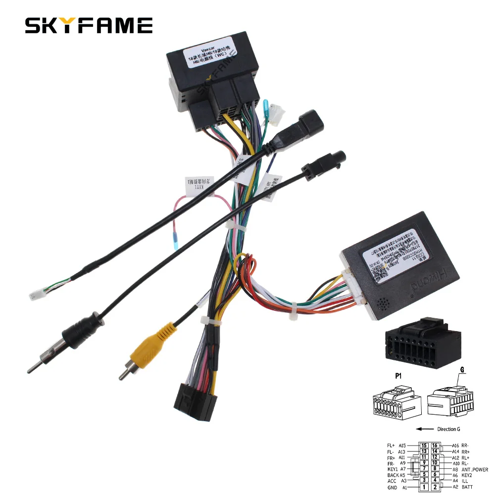SKYFAME Car 16Pin Stereo Wiring Harness Power Cable Canbus Box Decoder For Great Wall Haval H6 F7 CC02.11