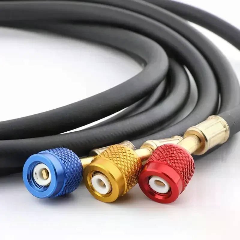 3Pcs HVAC Air Condition Refrigerant Charging Hoses 4000psi Burst/800psi Max Rubber Material R22R134 1/4'' SAE Charging Hose Set