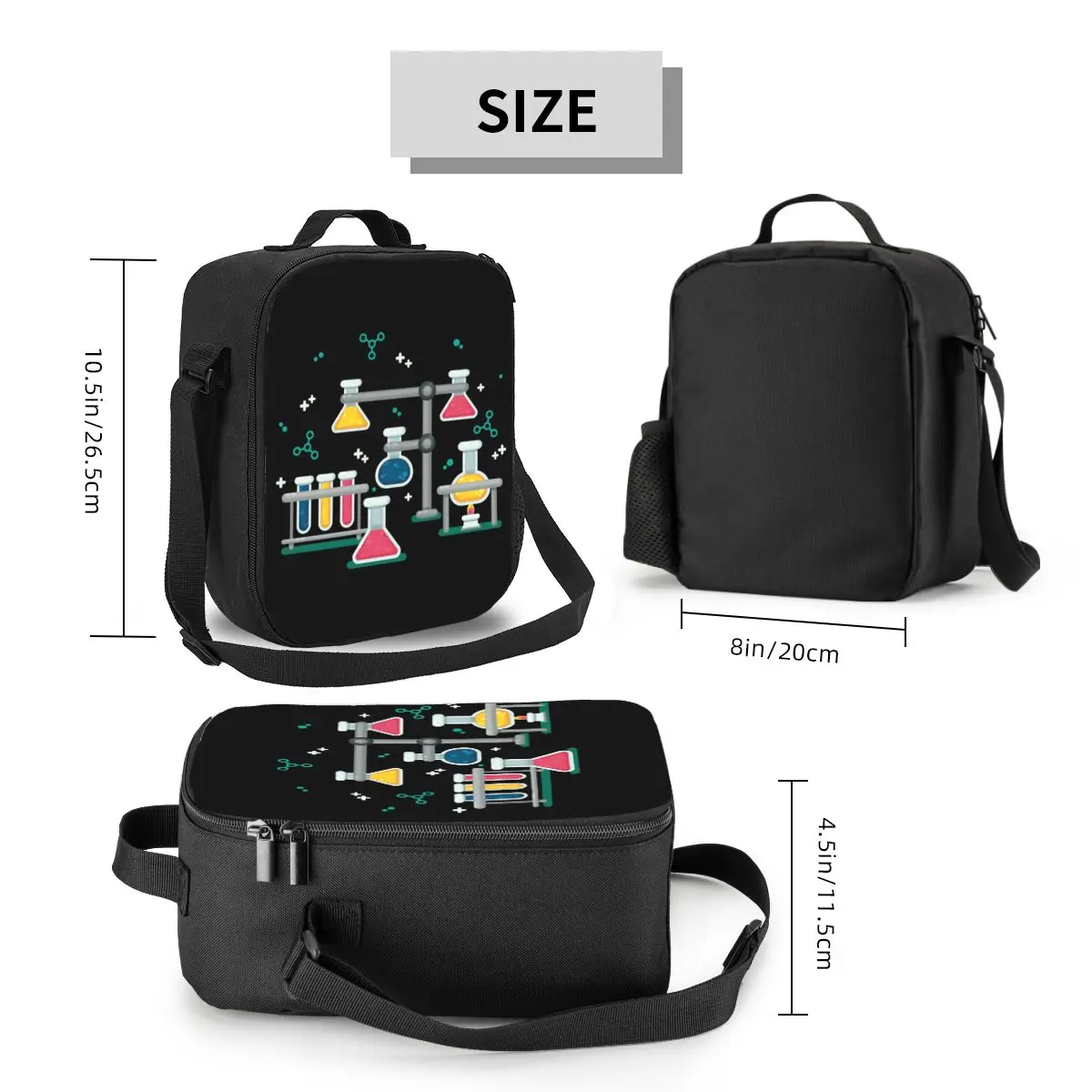 Amazing Chemistry Thermal Insulated Lunch Bag Science Laboratory Technology Portable Lunch Tote for Multifunction Bento Food Box