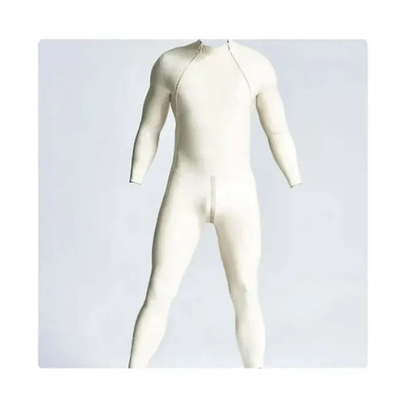 

Handmade sexy tight fitting Natural Latex Male Shoulder-Zip Catsuit Double-Diagonal Zipper Rubber Bodysuits