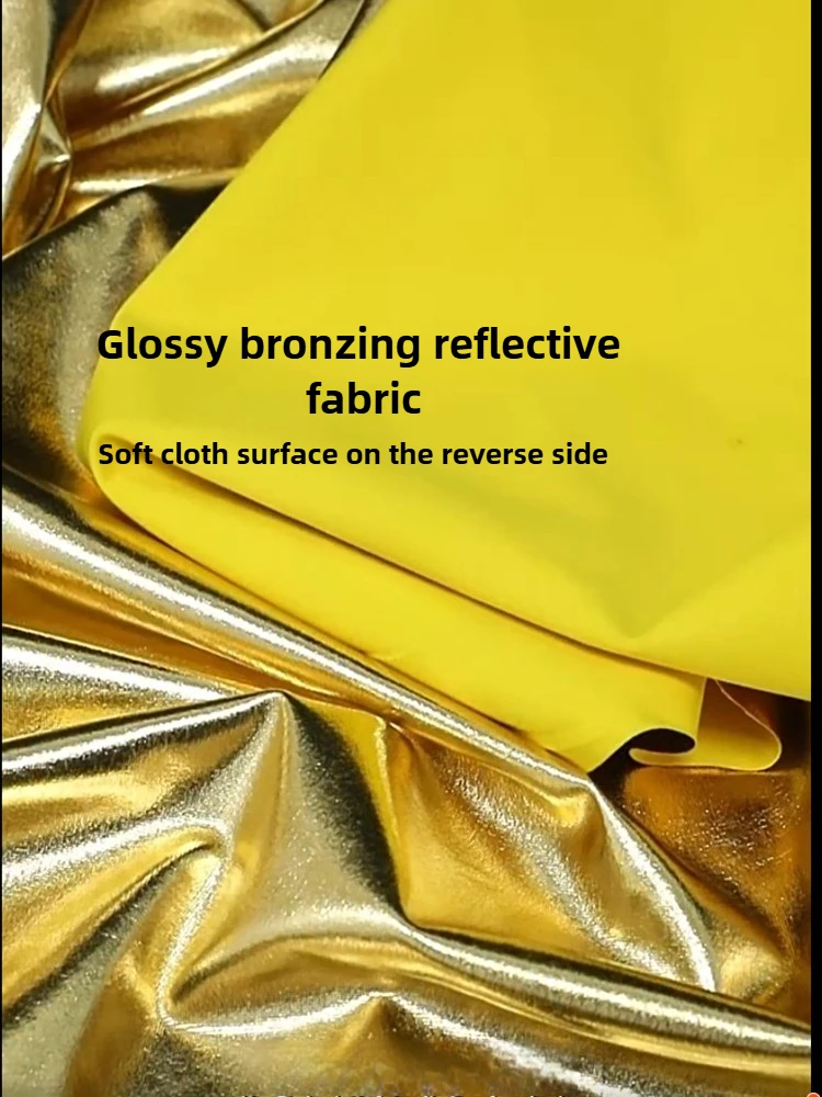 Goldener reflektierender Stoff, glänzend, dehnbar, Spandex, Meterware, für Hochzeit, Puppen, Kleidung, Bühnenkostüme, Nähen, Bronzing-Tuch