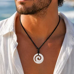 GX022 New Zealand Maori Spiral yak bone Pendant Koru Necklace Handmade jewelry Primitive tribal totem Amulet Pendant Surf