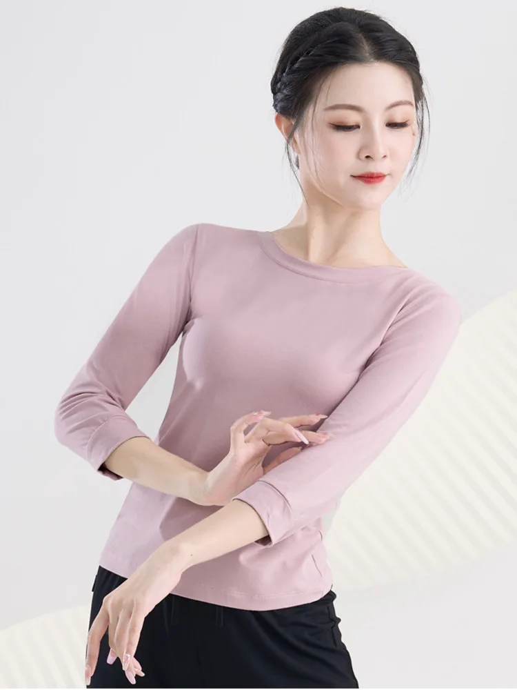 Backless Latin Dance Practice Tops Samba Costume Jazz Solid Color Competition Middle Sleeve Ballroom Girl Classical Use T-shirt