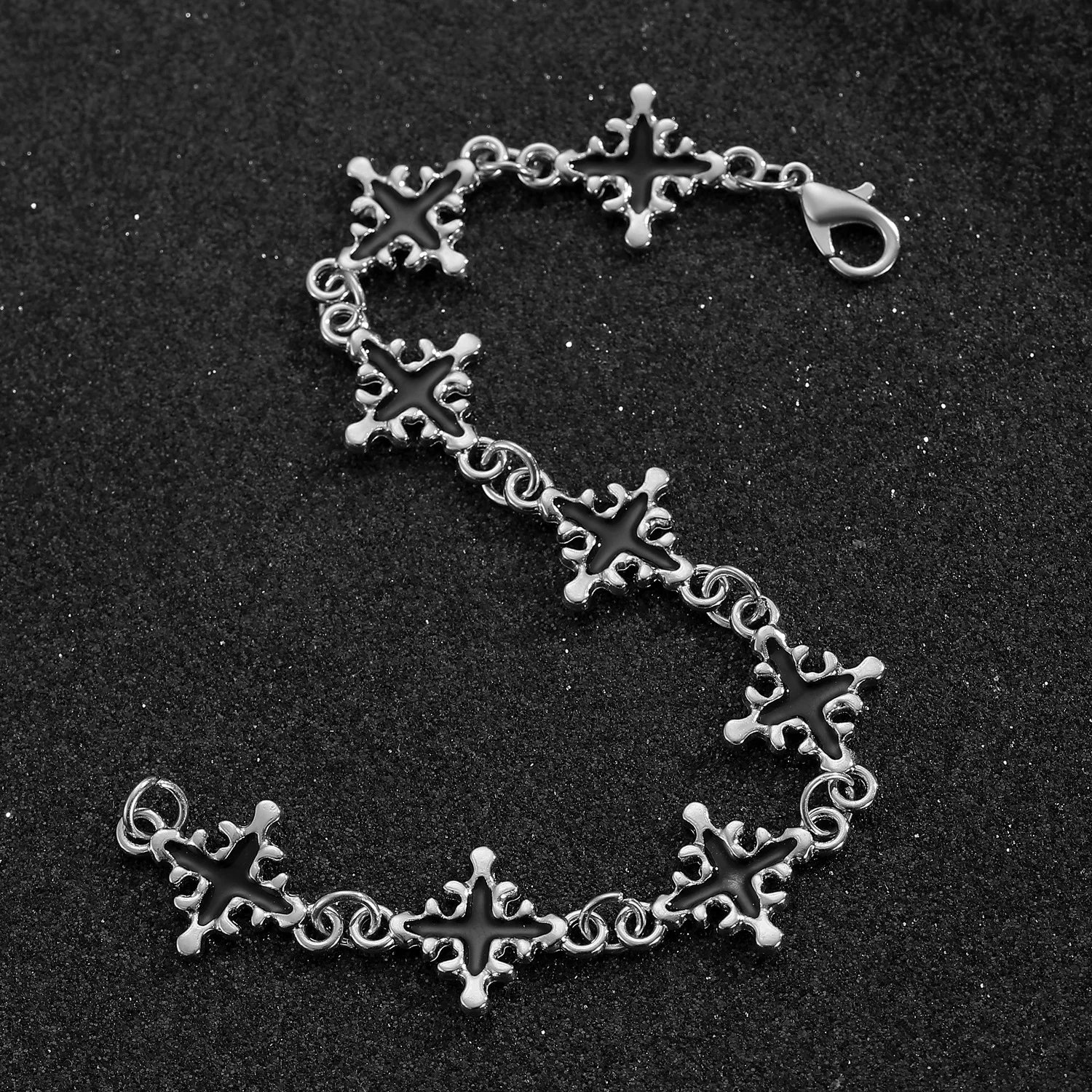 فاسق الهيب هوب الأسود النفط نازف الغريبة سوار الرجعية الغربية القفار هوتي الجلود المفاجئة سوار للرجال للجنسين Y2k مجوهرات #5