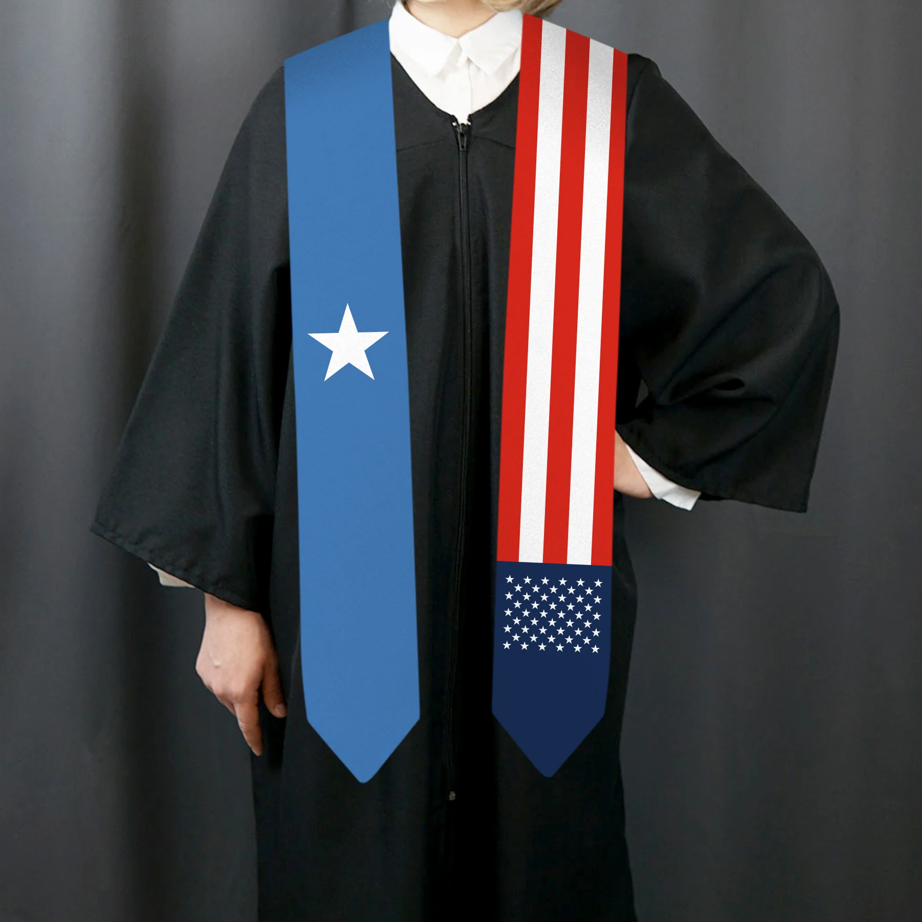 13x180cm USA And Somalia Flag Graduation Sash Bachelor Gown Accessory Graduation Sash Scarf