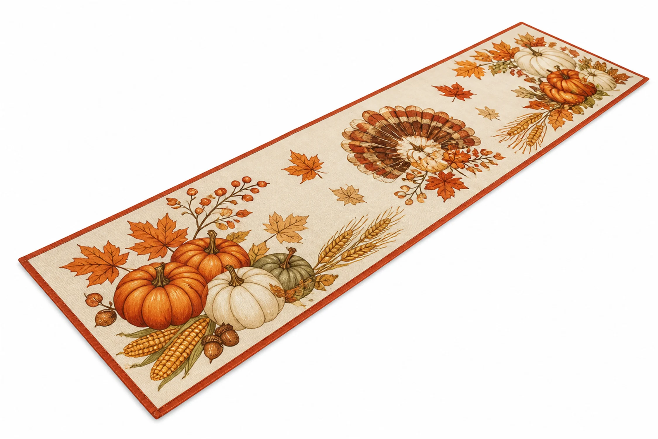 Thanksgiving Table Runner Pumpkin Turkey Harvest Maple Leaf Dining Decor Farmhouse Holiday Table Decoration