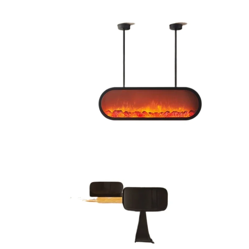 Modern simple imitation stove chandelier, imitation flame beating hot pot restaurant bar wrought iron lamps