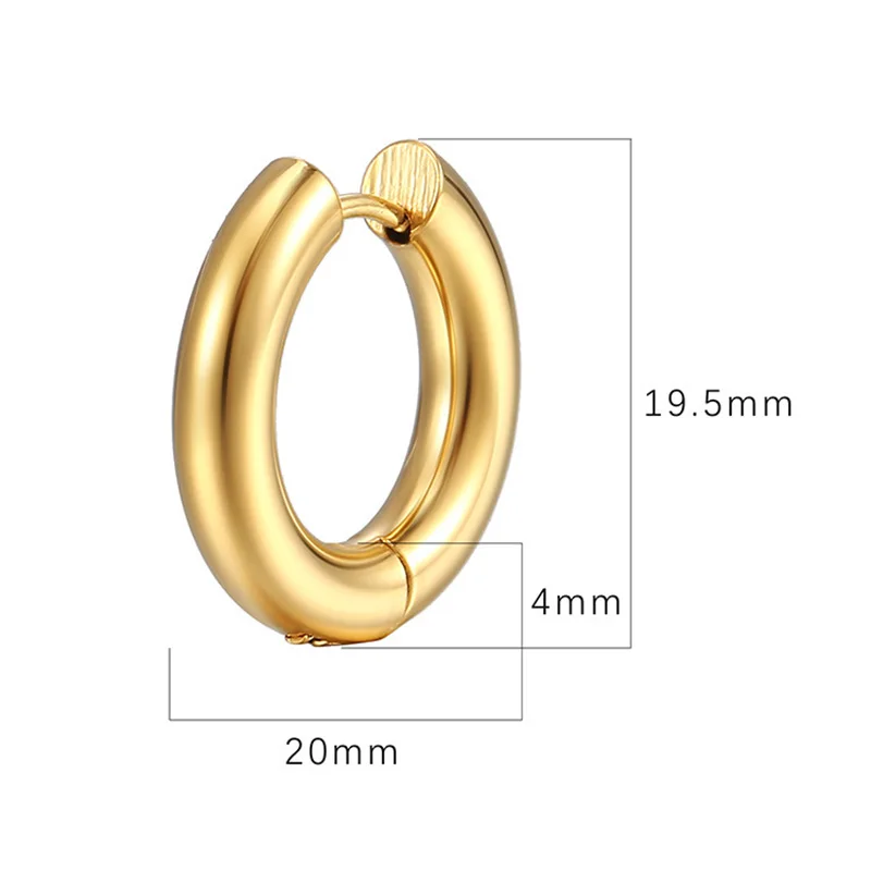 Geometry Simplicity Circle Hoop Earrings For Men Women\'s Stainless Steel Hip Hop Gold Color Fashion Jewelry Gift KAE163