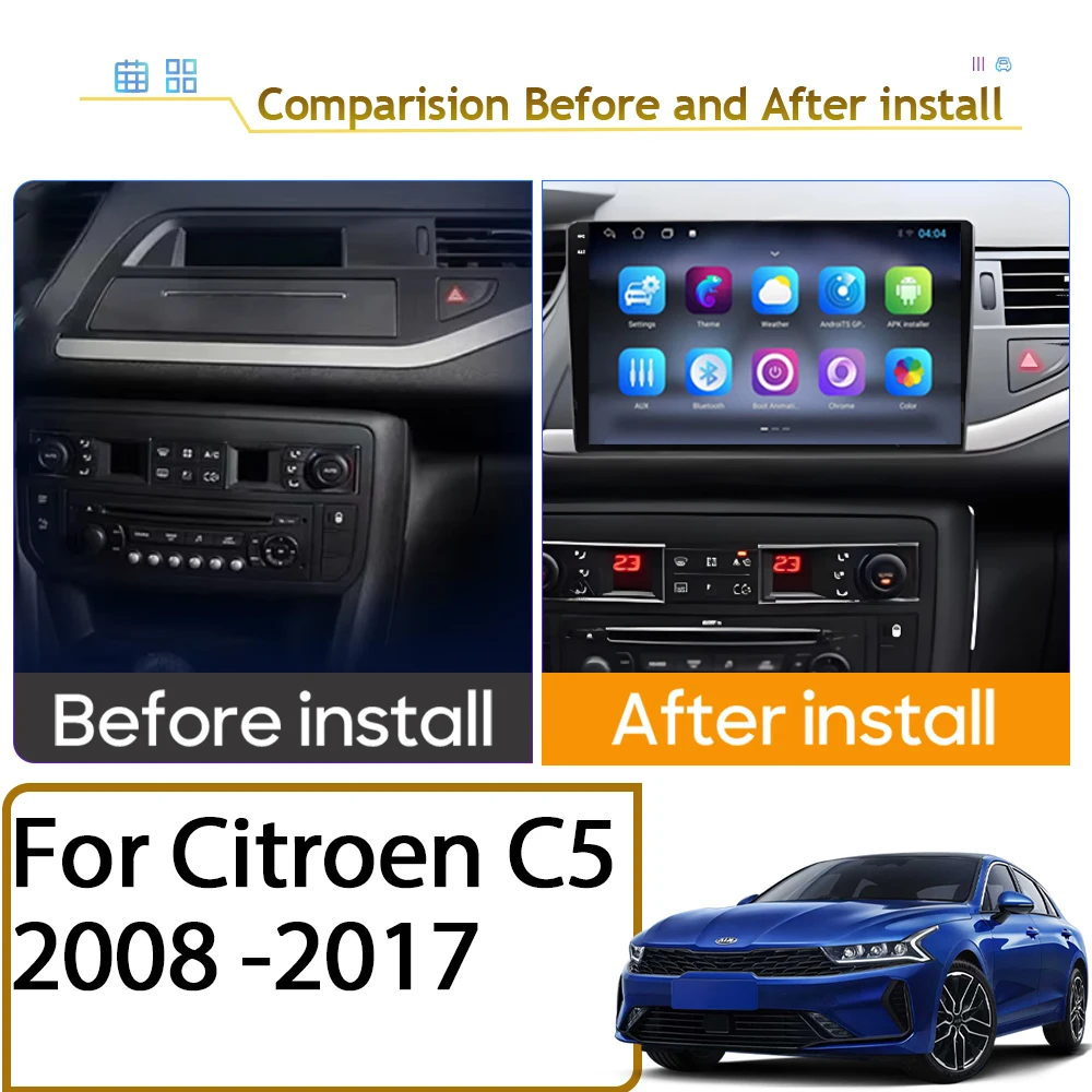Android Carplay Auto Car Radio Multimedia Player For Citroen C5 2008 2009 2010-2017 Auto Radio Stereo DSP GPS 2din Head Unit