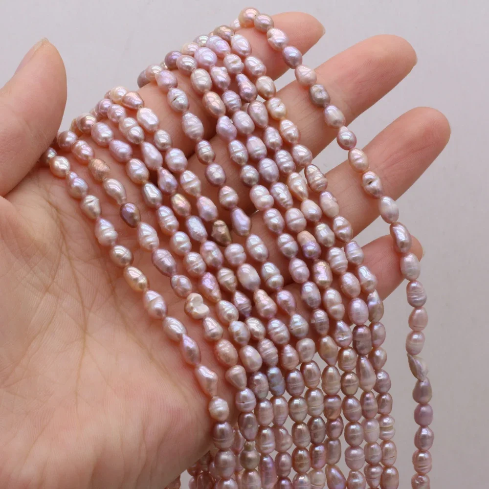 

4-5mm A Natural Freshwater Pearl Beaded Rice Punch Loose isolation beads For Jewelry Making DIY Bracelet Necklace Accessories