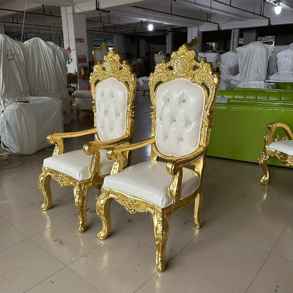 European-Style High-Back Solid Wood Wedding Chair Durable King Throne for Events Banquets Hotels Restaurants or Living Rooms
