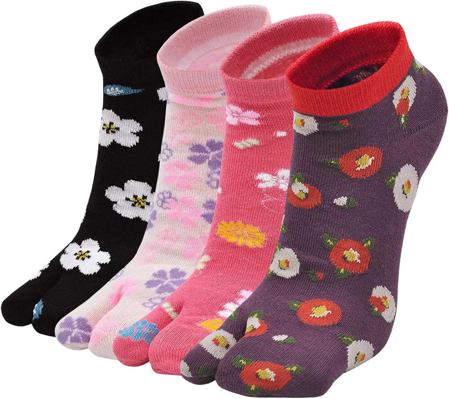 Women Flip Flop Socks - Tabi Ankle Sock Colorful Two Toe Finger Running Socks for Womens Girls Sweat-absorbing Breathable