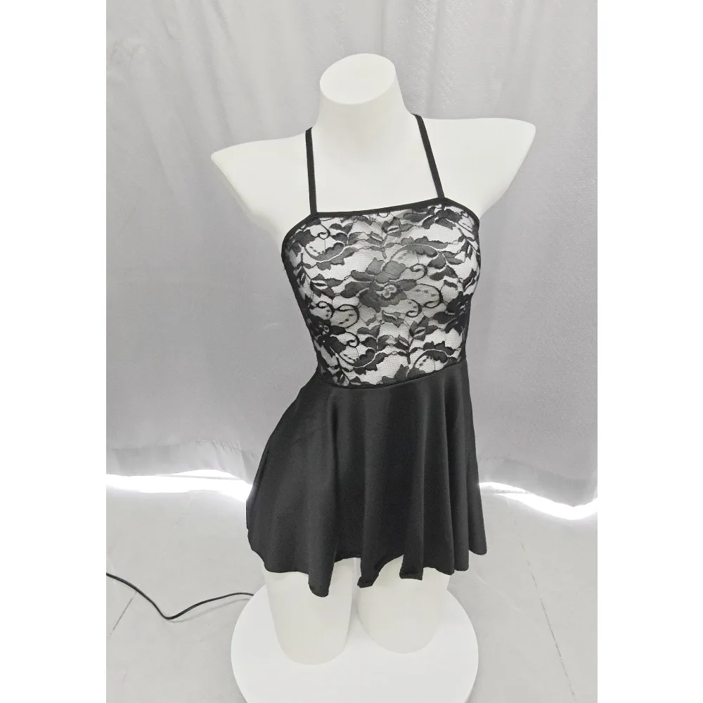 

Sexy Crotch Solid Color Lingerie Female Lace Cut-out Bra Set Erotic Clothing Teddy Doll Dress Open Bra Erotic Lingerie Set