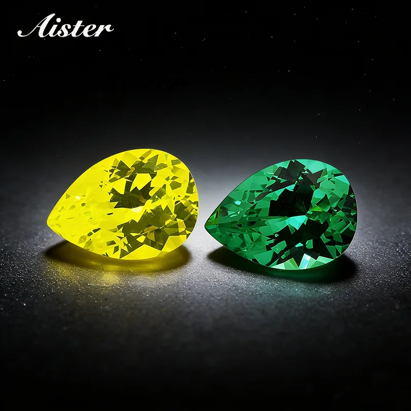 New Colors Large Size Emerald Green/Yellow Sapphire Pear Cut Yttrium Aluminium Garnet Loose Gemstone Lab Diamonds With AGL