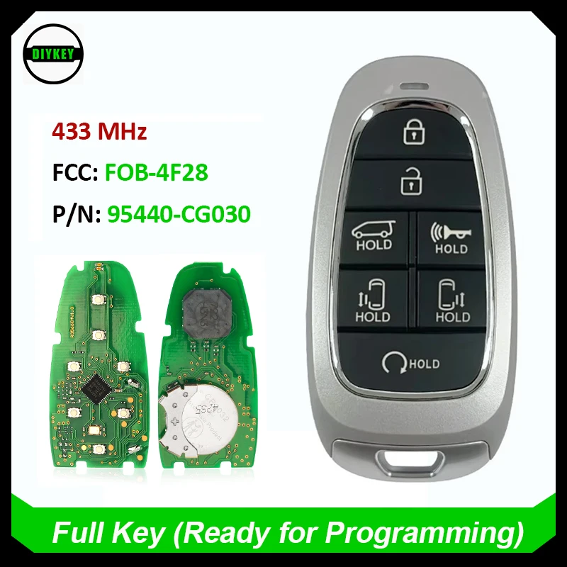 

Смарт-ключ DIYKEY 95440-CG030 для Hyundai Staria 2021-2022, пульт дистанционного управления без ключа, 7 кнопок, FCCID FOB-4F28, чип Hitag 3, ID47, 433 МГц