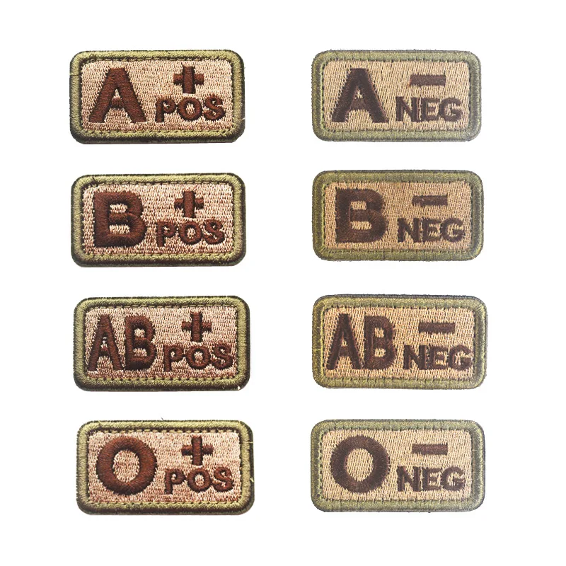 Military Fan Outdoor Identification Badge Tactical Blood Type Badge Embroidered Badge A B AB POS Type Patches for Clothing DIY