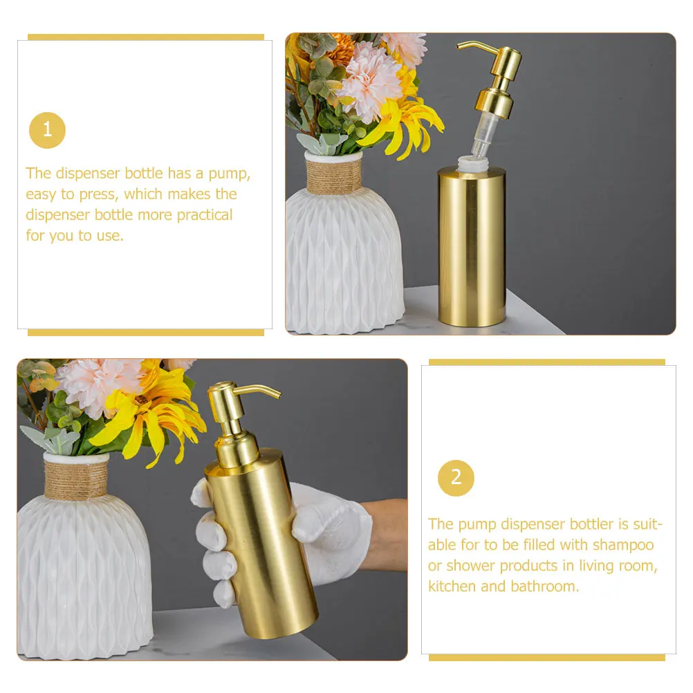 

Stainless Steel Dispenser Bottle Refillable Liquid Soap Pump Easy Apply Bathroom Kitchen Travel Supplies